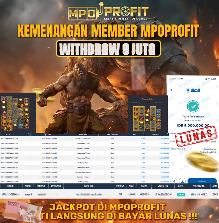 MPOPROFIT JACKPOT SLOT PGSOFT! KEMENANGAN MURNI DI (JACK THE GIANT HUNTER TOTAL RP 9.000.000,- LUNAS)